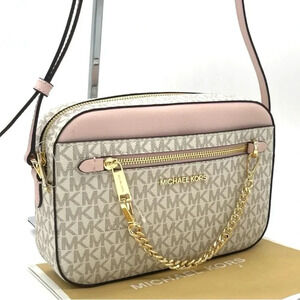Michael Kors EW Zip Chain Xbody Bag Vanilla/ Light Pink